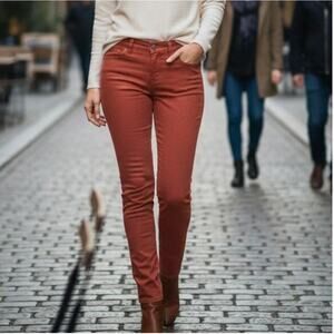 PrAna Red Kayla Jean Picante Dot Print Skinny Denim Jeans Sz 0 25 Organic Cotton